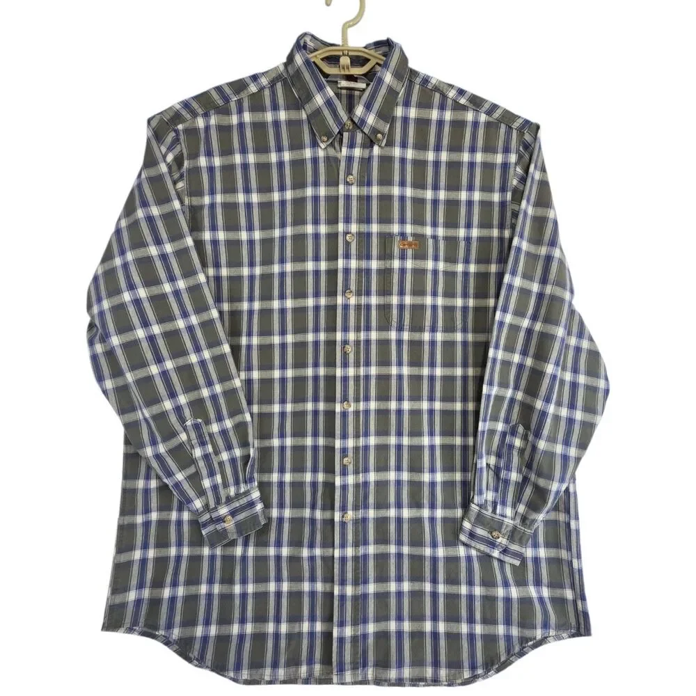 Carhartt Vintage Button Down Men XL Tall Rugged Outdoor Cotton Shirt Made n USA